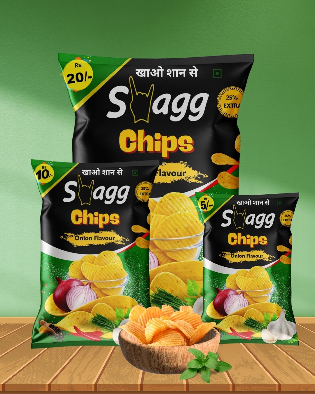 Swagg Onion Flavour Flavour Chips- ₹ 10 Packet (Pack of 50) - Image 5